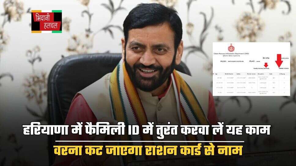 Haryana Family ID: हरियाणा में फैमिली ID में तुरंत करवा लें यह काम, वरना कट जाएगा राशन कार्ड से नाम
