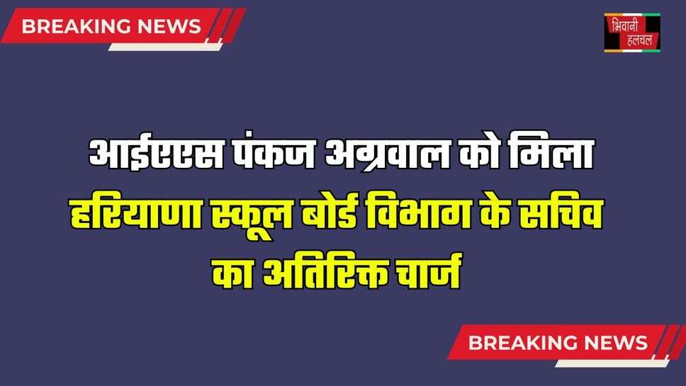Haryana IAS Transfers:  IAS पंकज अग्रवाल की जिम्मेदारी बढ़ी, मिला हरियाणा स्कूल बोर्ड विभाग के सचिव का अतिरिक्त चार्ज