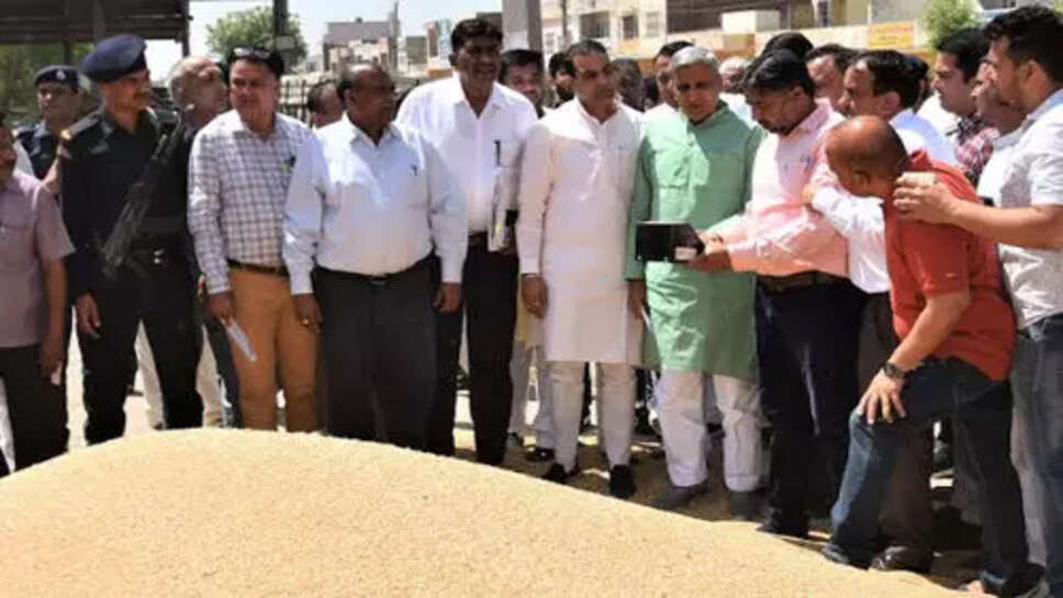 गेहूं खरीद का जायजा लेने कृषि मंत्री जेपी दलाल कैथल की नई अनाज मंडी पहुंचे
