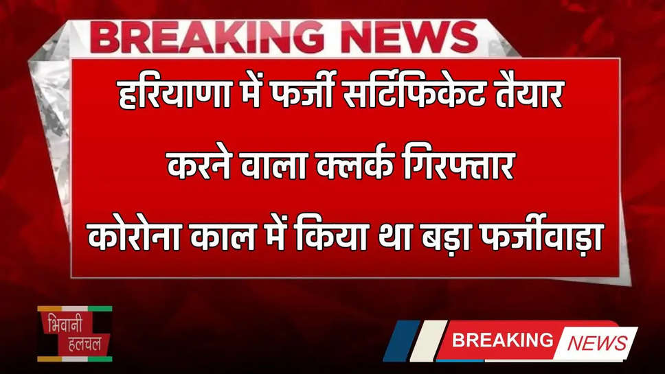 Haryana: हरियाणा में फर्जी सर्टिफिकेट तैयार करने वाला क्लर्क गिरफ्तार, कोरोना काल में किया था बड़ा फर्जीवाड़ा