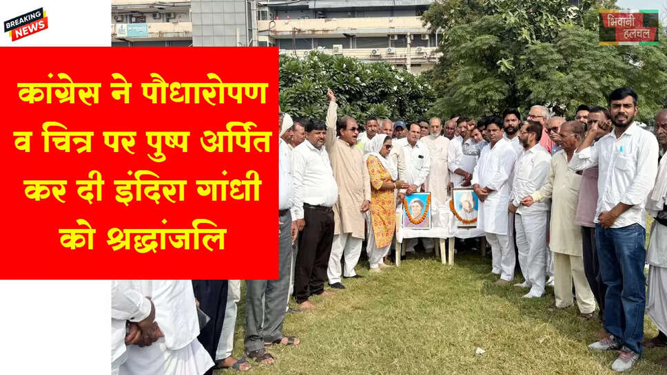 कांग्रेस ने पौधारोपण व चित्र पर पुष्प अर्पित कर दी स्व. इंदिरा गांधी व सरदार पटेल व का श्रद्धांजलि 