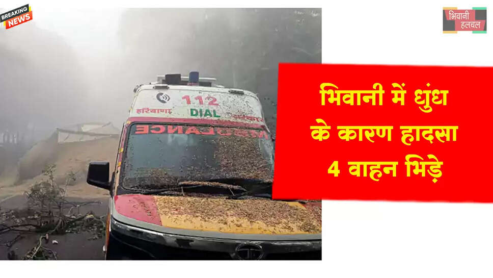 भिवानी में धुंध के कारण सड़क हादसा&nbsp;