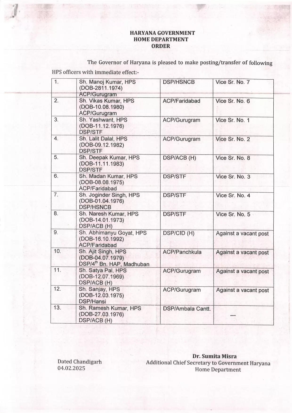 Haryana Transfer