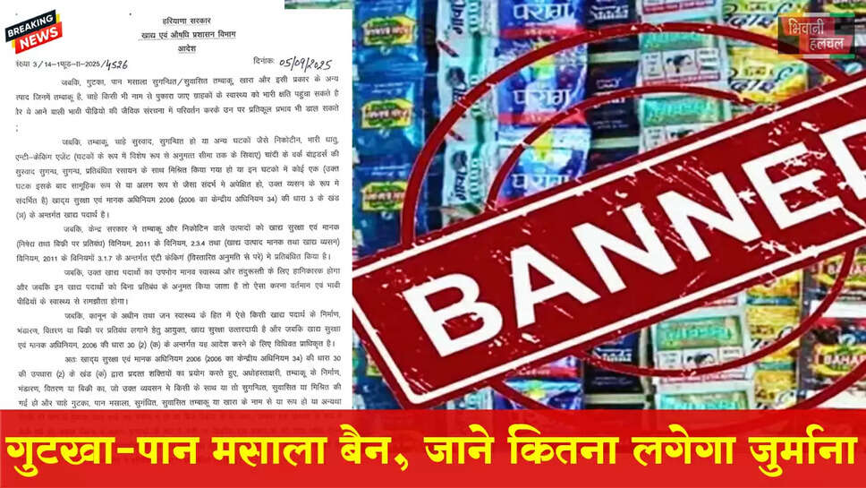 हरियाणा में गुटखा-पान मसाला बैन, बेचने पर लगेगा 10 लाख जुर्माना