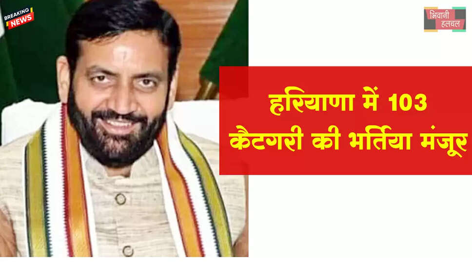हरियाणा में 103 कैटेगरी की भर्तियों को मंजूरी
