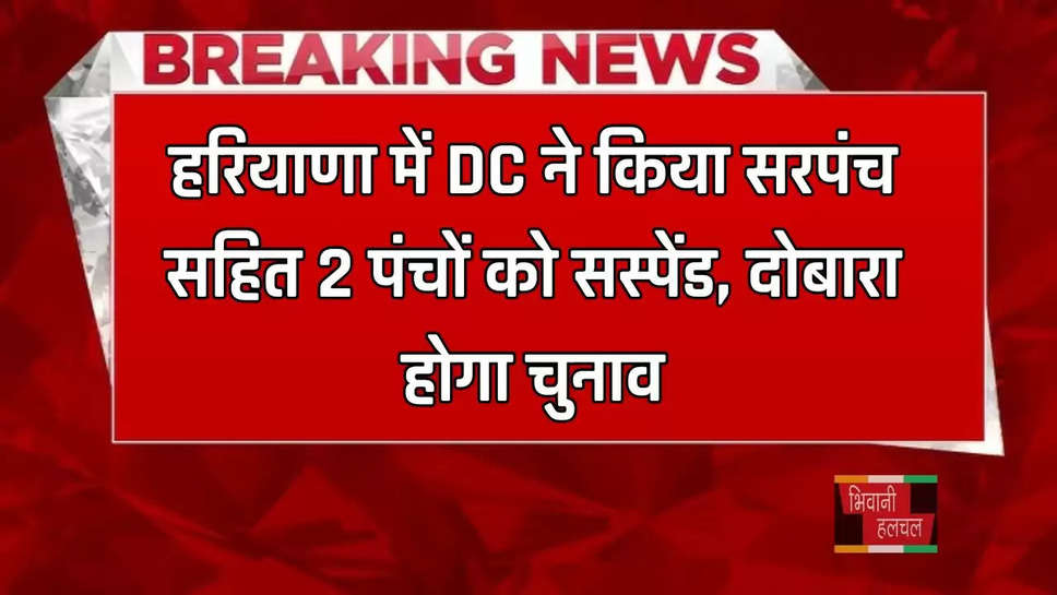 हरियाणा में DC ने किया सरपंच सहित 2 पंचों को सस्पेंड, दोबारा होगा चुनाव 