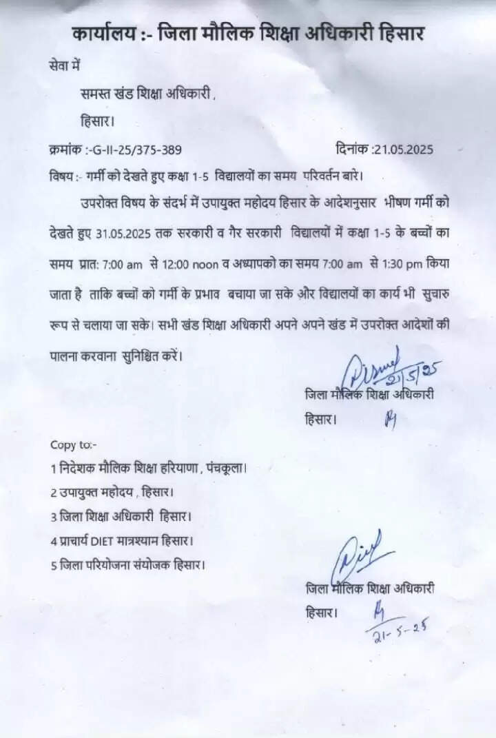 हरियाणा के इस जिले में बदला स्कूलों का समय