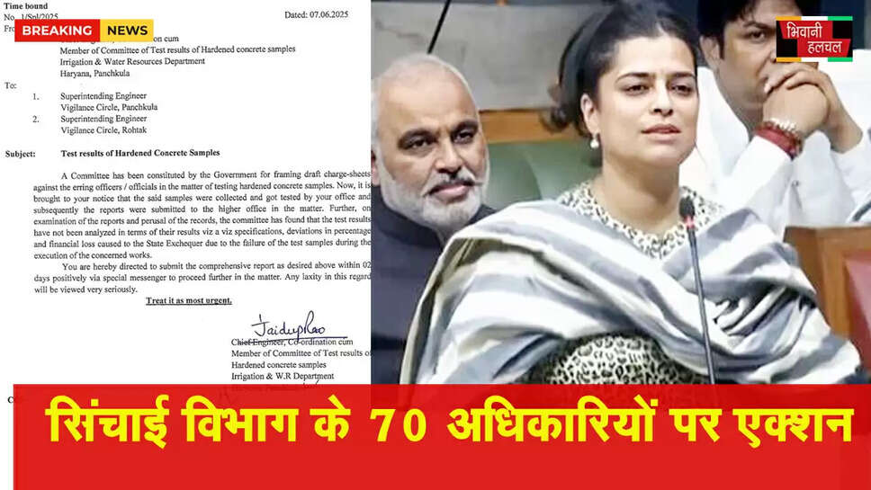 हरियाणा में सिंचाई विभाग के 70 अधिकारियों पर एक्शन&nbsp;