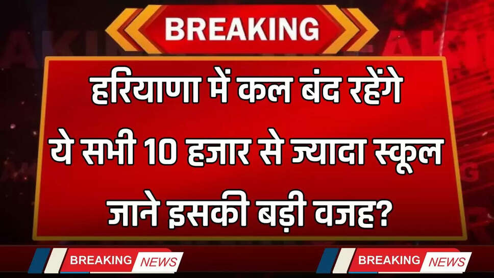 Haryana: हरियाणा में कल बंद रहेंगे ये सभी स्कूल, जाने इसकी बड़ी वजह?