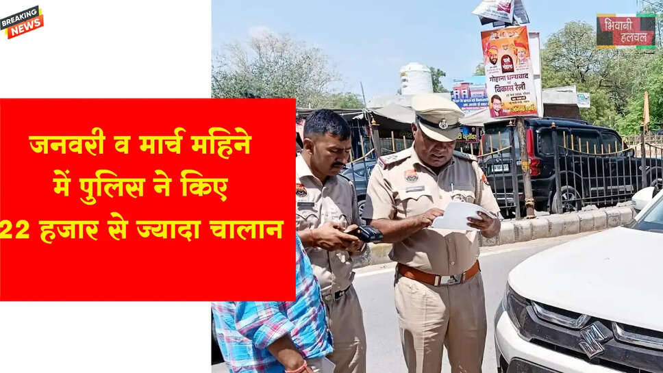 जनवरी से मार्च में कुल 22,752 चालान किए गए
