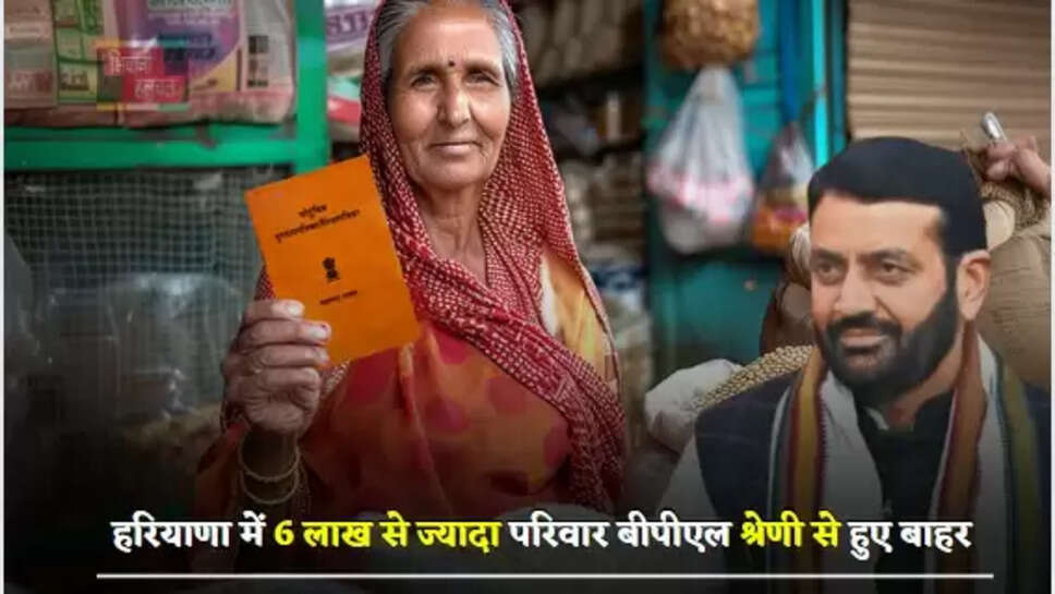 हरियाणा में 6 लाख से ज्यादा परिवार&nbsp;बीपीएल श्रेणी से हुए बाहर, इस जिले में कटे सबसे ज्यादा BPL कार्ड