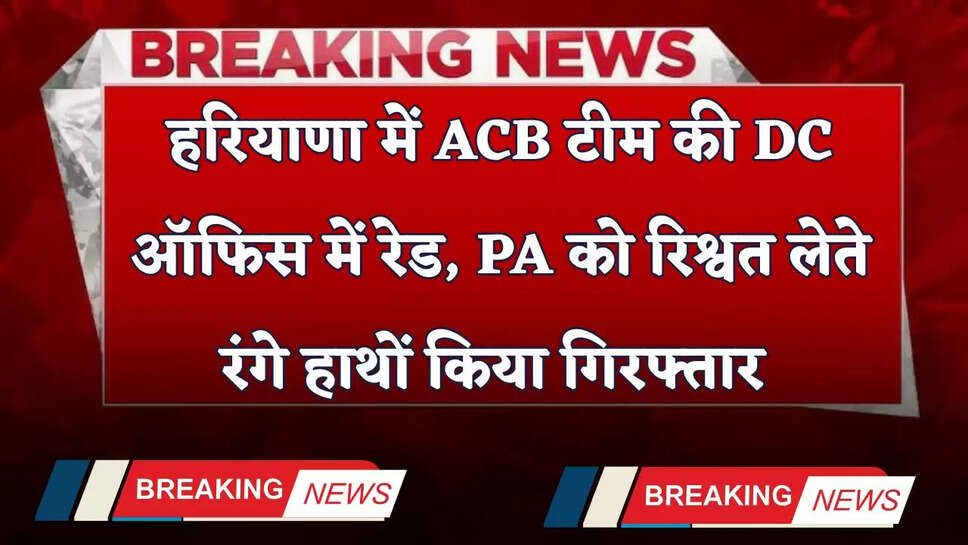 Haryana: हरियाणा में ACB टीम की DC ऑफिस में रेड, PA को रिश्वत लेते रंगे हाथों किया गिरफ्तार &nbsp;