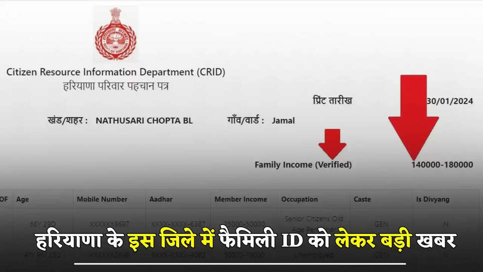 हरियाणा के इस जिले में फैमिली ID को लेकर बड़ी खबर, विभागीय जांच में हुआ ये खुलासा &nbsp;