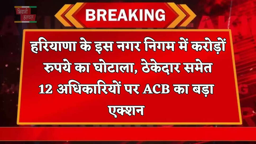 हरियाणा के इस नगर निगम में करोड़ों रुपये का घोटाला, ठेकेदार समेत 12 अधिकारियों पर ACB का बड़ा एक्शन&nbsp;