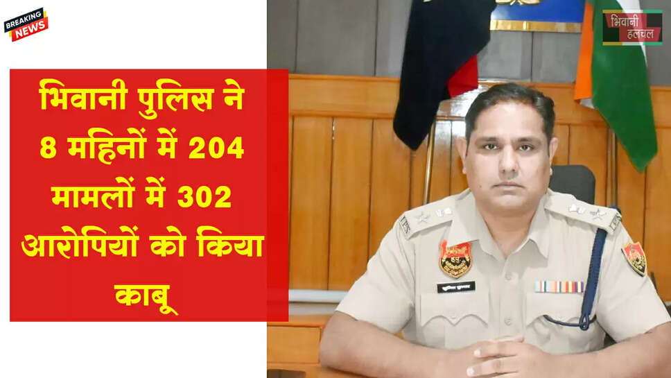 भिवानी पुलिस ने 8 महिनों में 204 मामलों में 302 आरोपियों को काबू किया