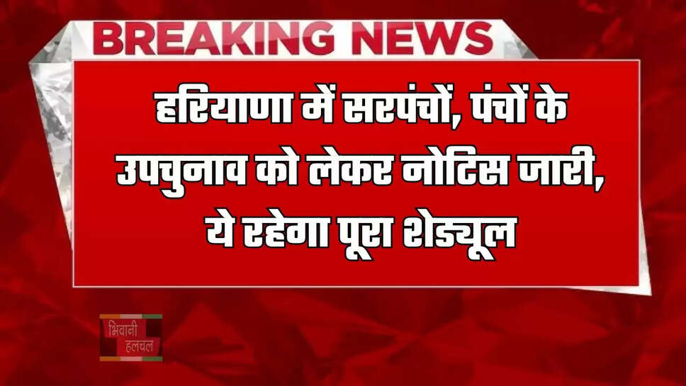 हरियाणा में सरपंचों, पंचों के उपचुनाव को लेकर नोटिस जारी, ये रहेगा पूरा शेड्यूल&nbsp;