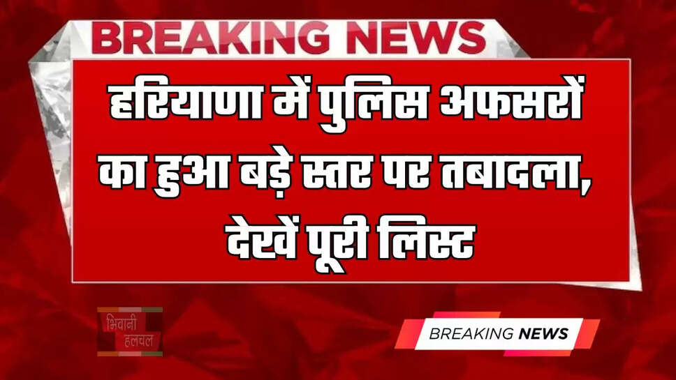 हरियाणा में पुलिस अफसरों का हुआ बड़े स्तर पर तबादला, देखें पूरी लिस्ट