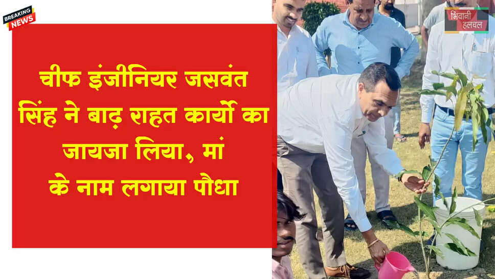 चीफ इंजीनियर जसवंत सिंह ने बाढ़ राहत कार्यों का जायजा लिया, मां के नाम लगाया पौधा&nbsp;