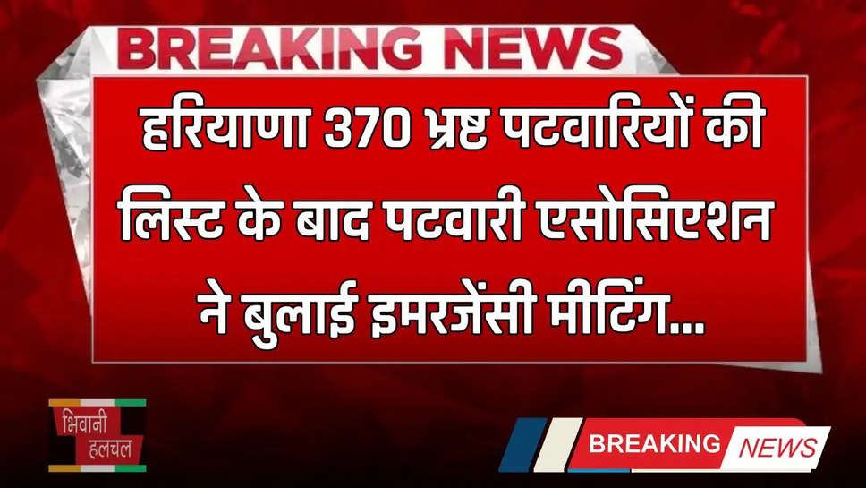 Haryana: हरियाणा 370 भ्रष्ट पटवारियों की लिस्ट के बाद पटवारी एसोसिएशन ने बुलाई इमरजेंसी मीटिंग, कही ये बात...