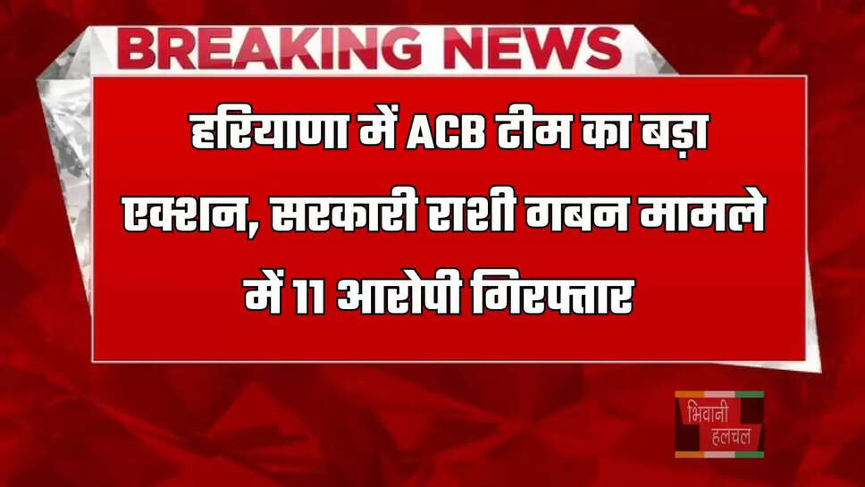  हरियाणा में ACB टीम का बड़ा एक्शन, सरकारी राशी गबन मामले में 11 आरोपी गिरफ्तार&nbsp;