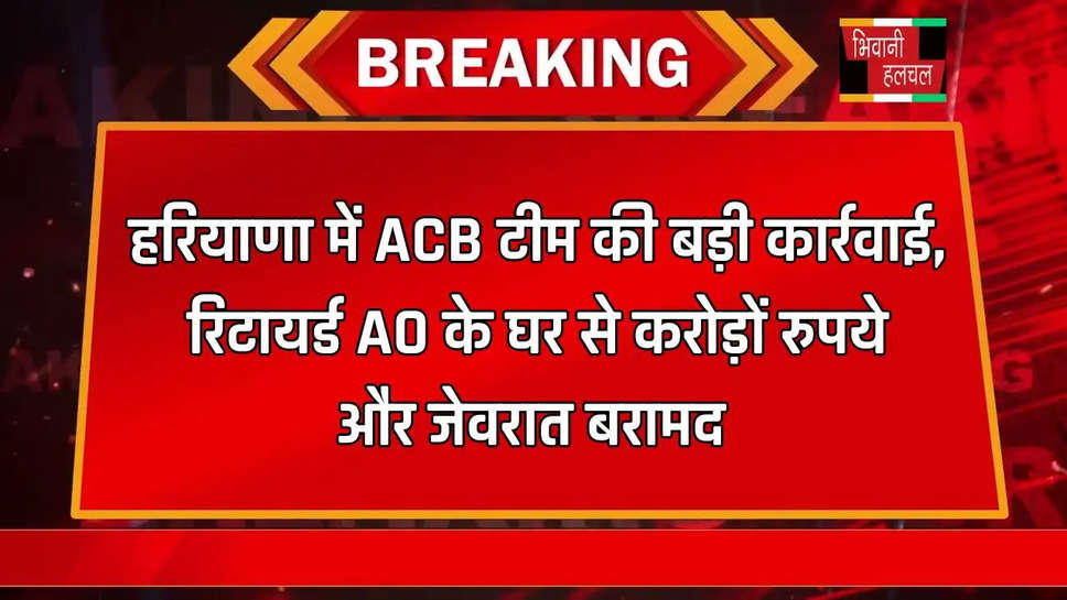 हरियाणा में ACB टीम की बड़ी कार्रवाई, रिटायर्ड AO के घर से करोड़ों रुपये और जेवरात बरामद 