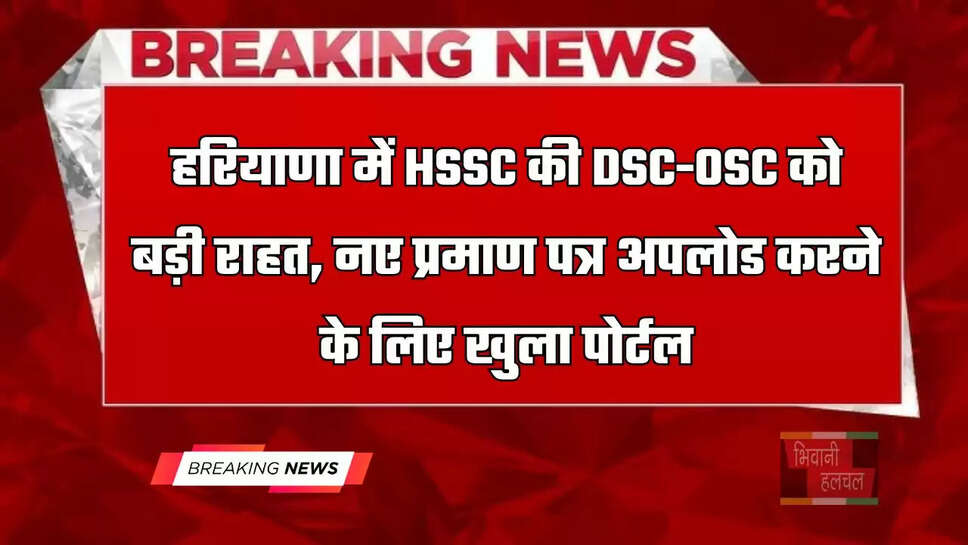 हरियाणा में HSSC की DSC-OSC को बड़ी राहत, नए प्रमाण पत्र अपलोड करने के लिए खुला पोर्टल&nbsp;