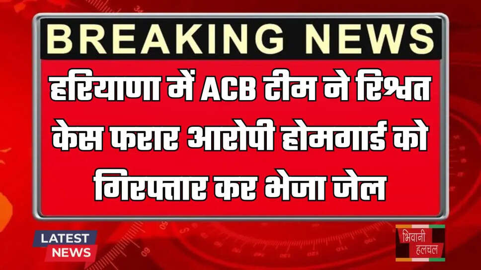 हरियाणा में ACB टीम ने रिश्वत केस फरार आरोपी होमगार्ड को गिरफ्तार कर भेजा जेल
