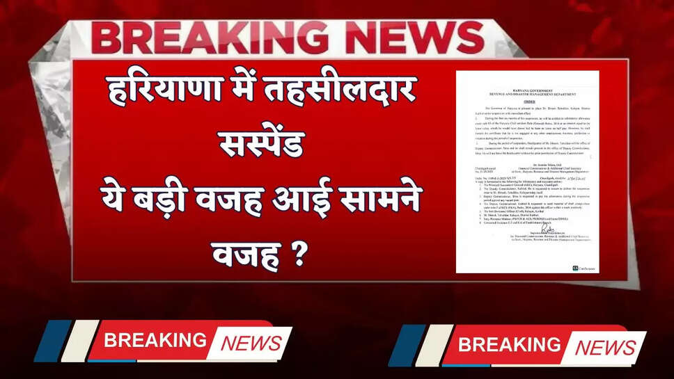 Haryana: हरियाणा में तहसीलदार सस्पेंड, ये बड़ी वजह आई सामने वजह&nbsp;?