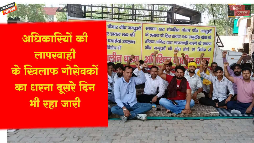 अधिकारियों की लापरवाही : गौरक्षकों का धरना दूसरे दिन भी रहा जारी&nbsp;