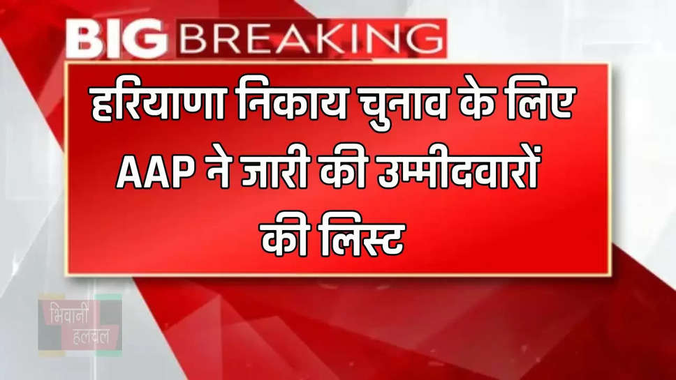  हरियाणा निकाय चुनाव के लिए AAP ने जारी की उम्मीदवारों की लिस्ट, देखें इनके नाम 