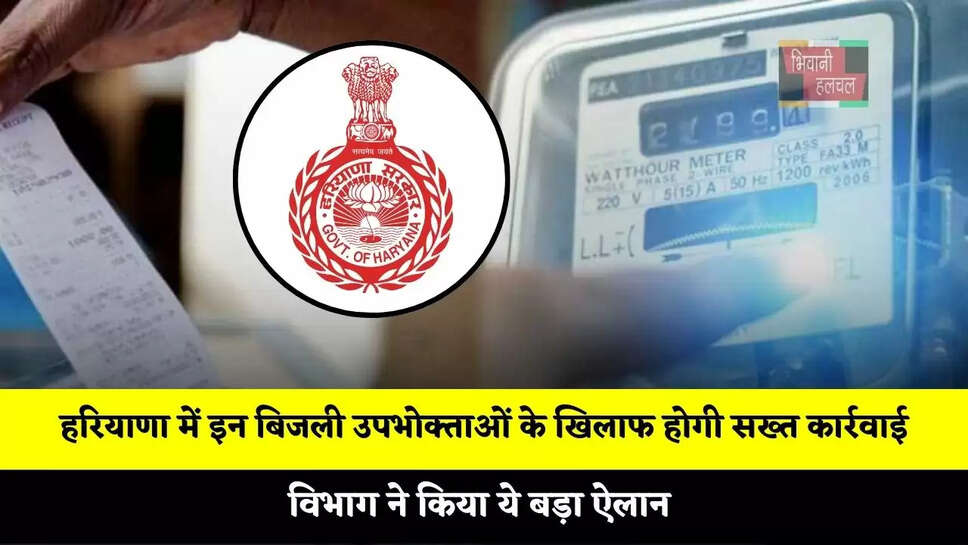 हरियाणा में इन बिजली उपभोक्ताओं के खिलाफ होगी सख्त कार्रवाई, विभाग ने किया ये बड़ा ऐलान&nbsp;