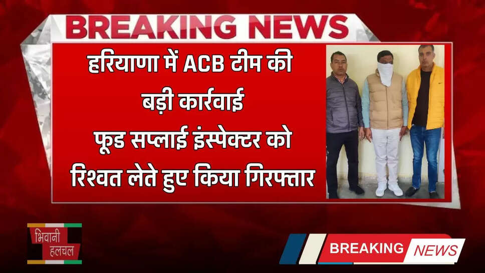 Haryana: हरियाणा में ACB टीम की बड़ी कार्रवाई, फूड सप्लाई इंस्पेक्टर को रिश्वत लेते हुए किया गिरफ्तार