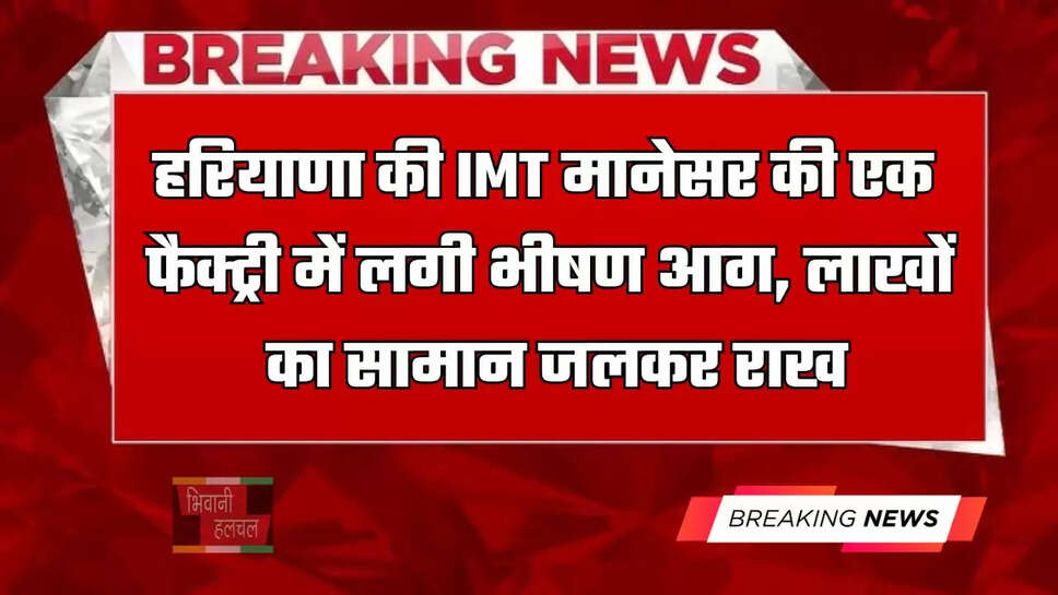 हरियाणा की IMT मानेसर की एक फैक्ट्री में लगी भीषण आग, लाखों का सामान जलकर राख