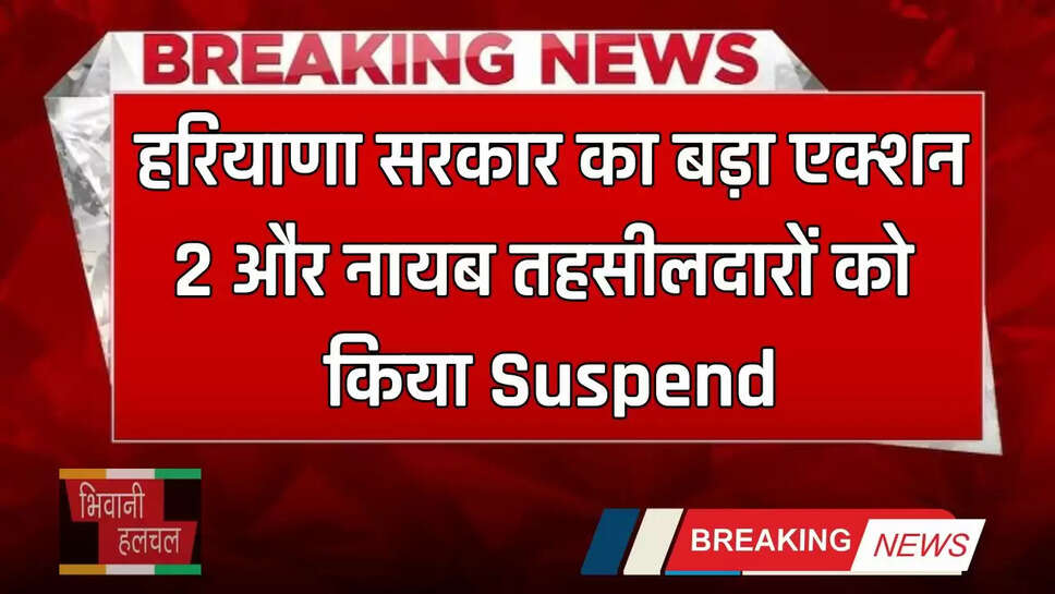 Haryana : हरियाणा सरकार का बड़ा एक्शन, 2 और नायब तहसीलदारों को किया&nbsp;Suspend
