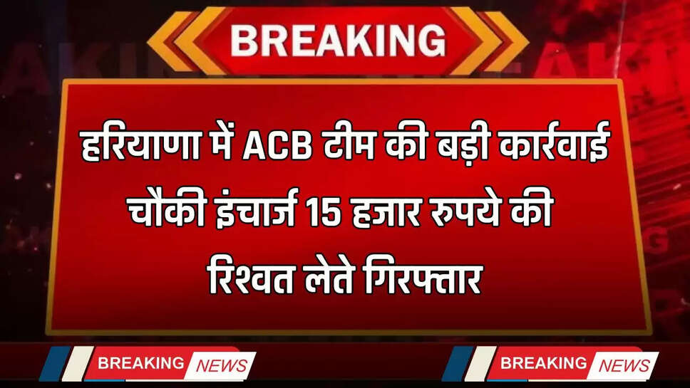 Haryana: हरियाणा में ACB टीम की बड़ी कार्रवाई, चौकी इंचार्ज 15 हजार रुपये की रिश्वत लेते गिरफ्तार
