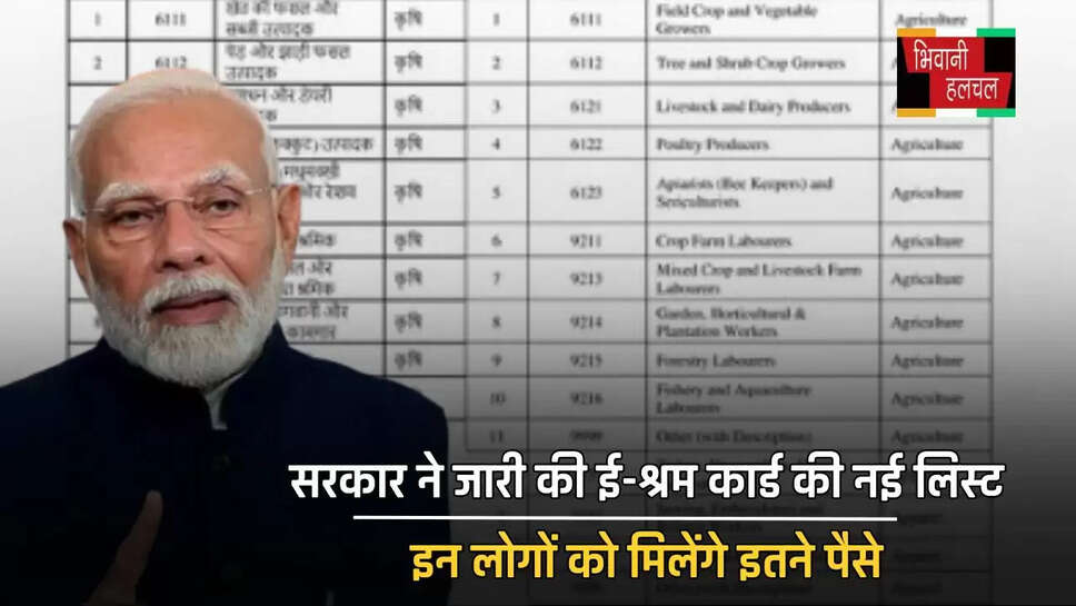 सरकार ने जारी की ई-श्रम कार्ड की नई लिस्ट, इन लोगों को मिलेंगे इतने पैसे&nbsp;