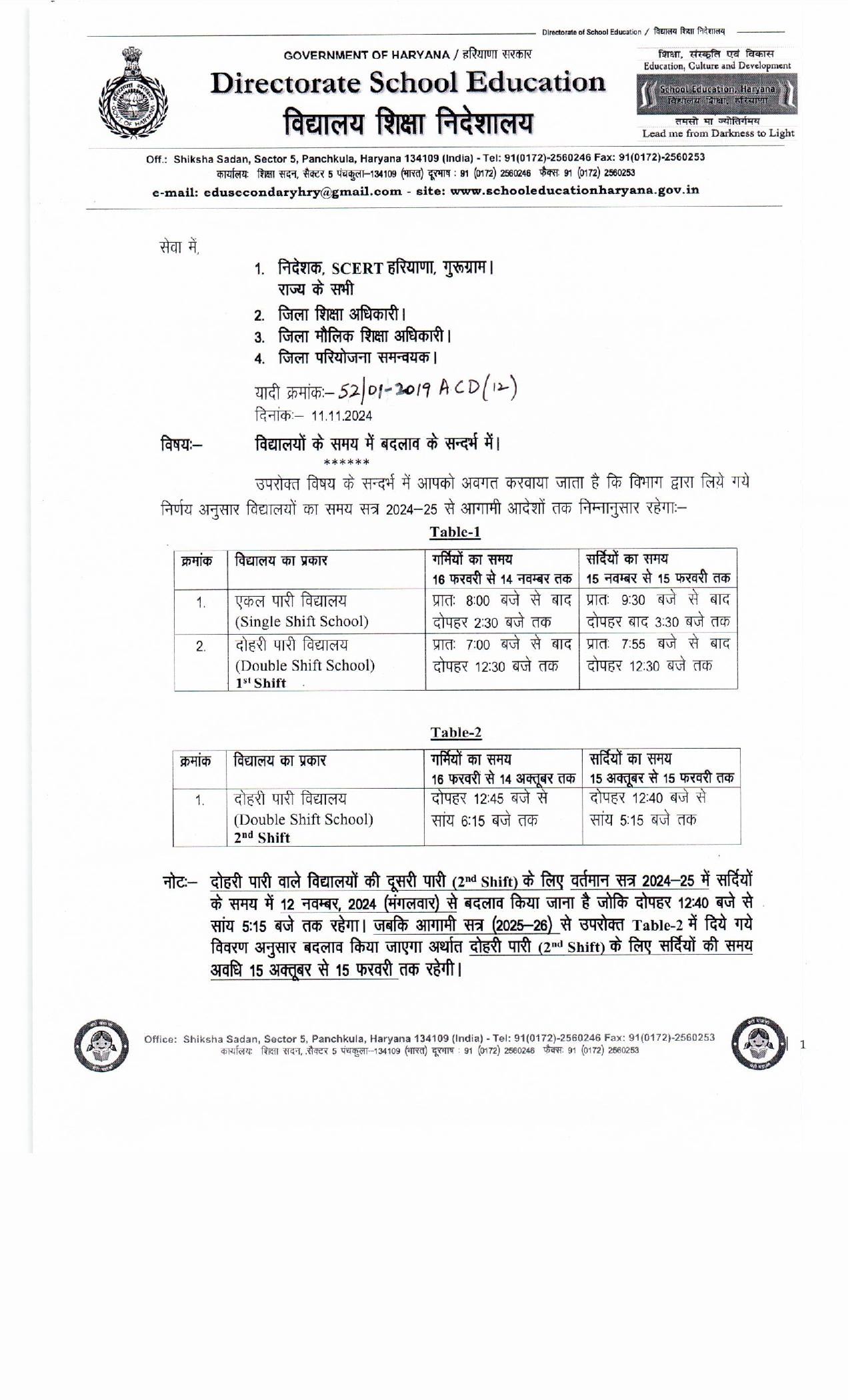 Haryana School Timing Change : हरियाणा में स्कूलों के समय में बदलाव, देखें नया टाइम टेबल