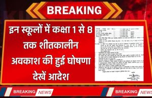 Winter Holidays : इन स्कूलों में कक्षा 1 से 8 तक शीतकालीन अवकाश की हुई घोषणा, देखें आदेश